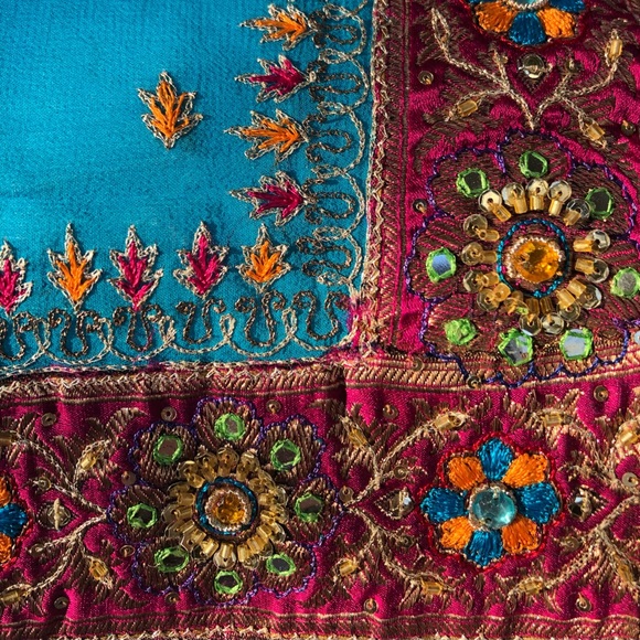 Aqua georgette crepe blend Saree Vintage [firm] - Picture 6 of 13